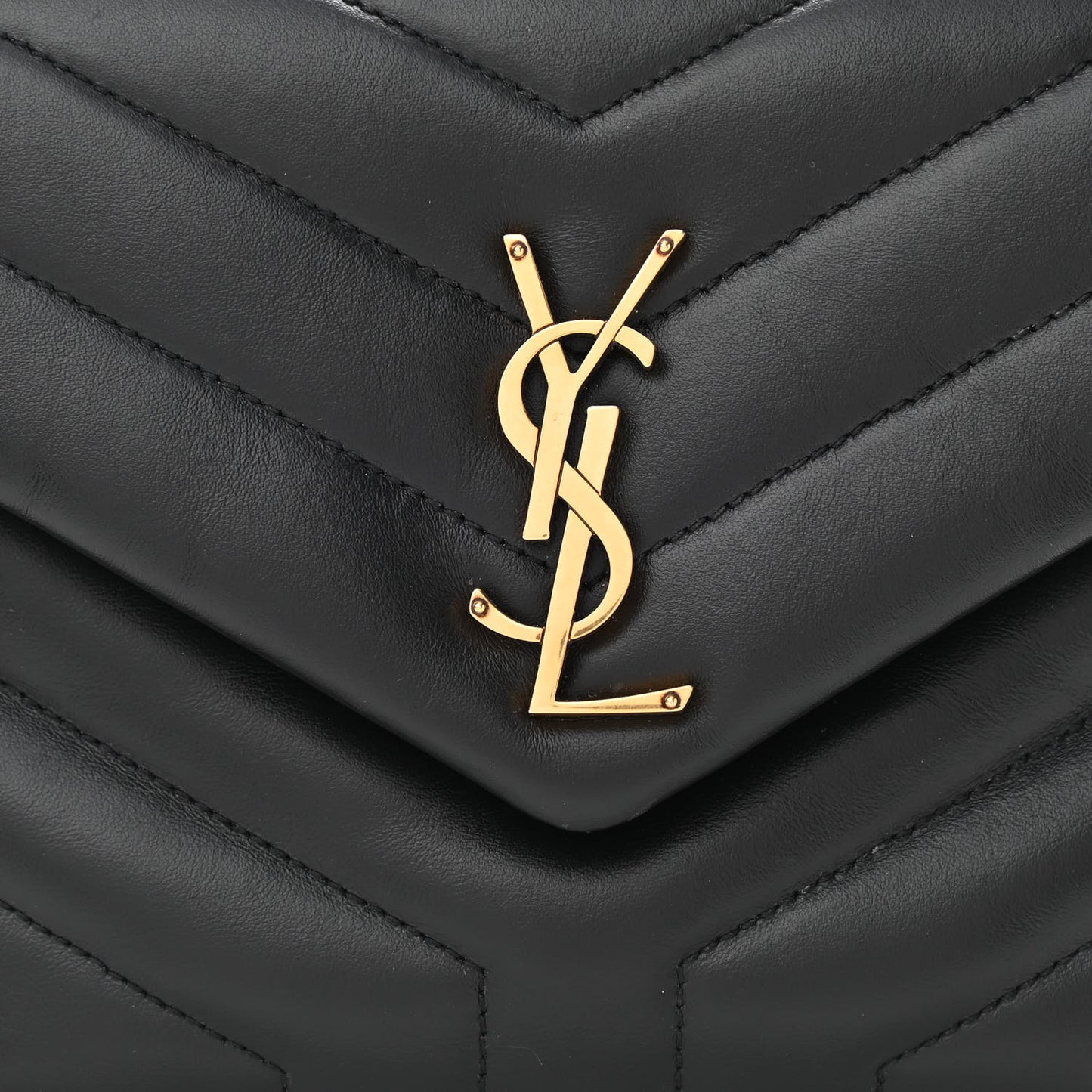 Calfskin Y Quilted Monogram Small Loulou Chain Satchel Black