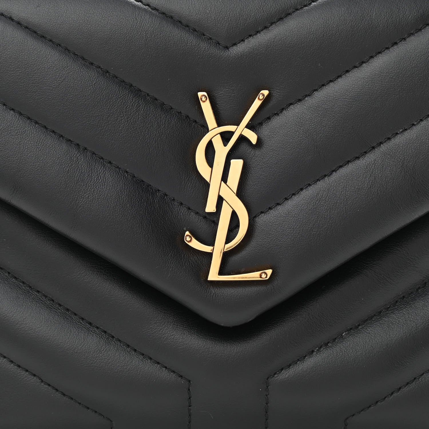 Saint Laurent Calfskin Y Quilted Monogram Small Loulou Chain Satchel Black 9 of 12