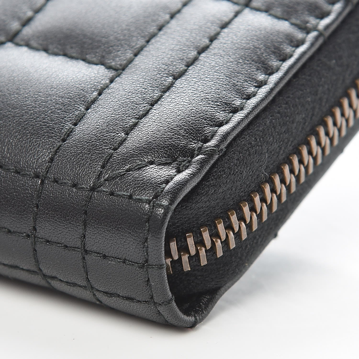 Gucci Calfskin Matelasse Pearly GG Marmont Zip Around Wallet Black 6 of 9