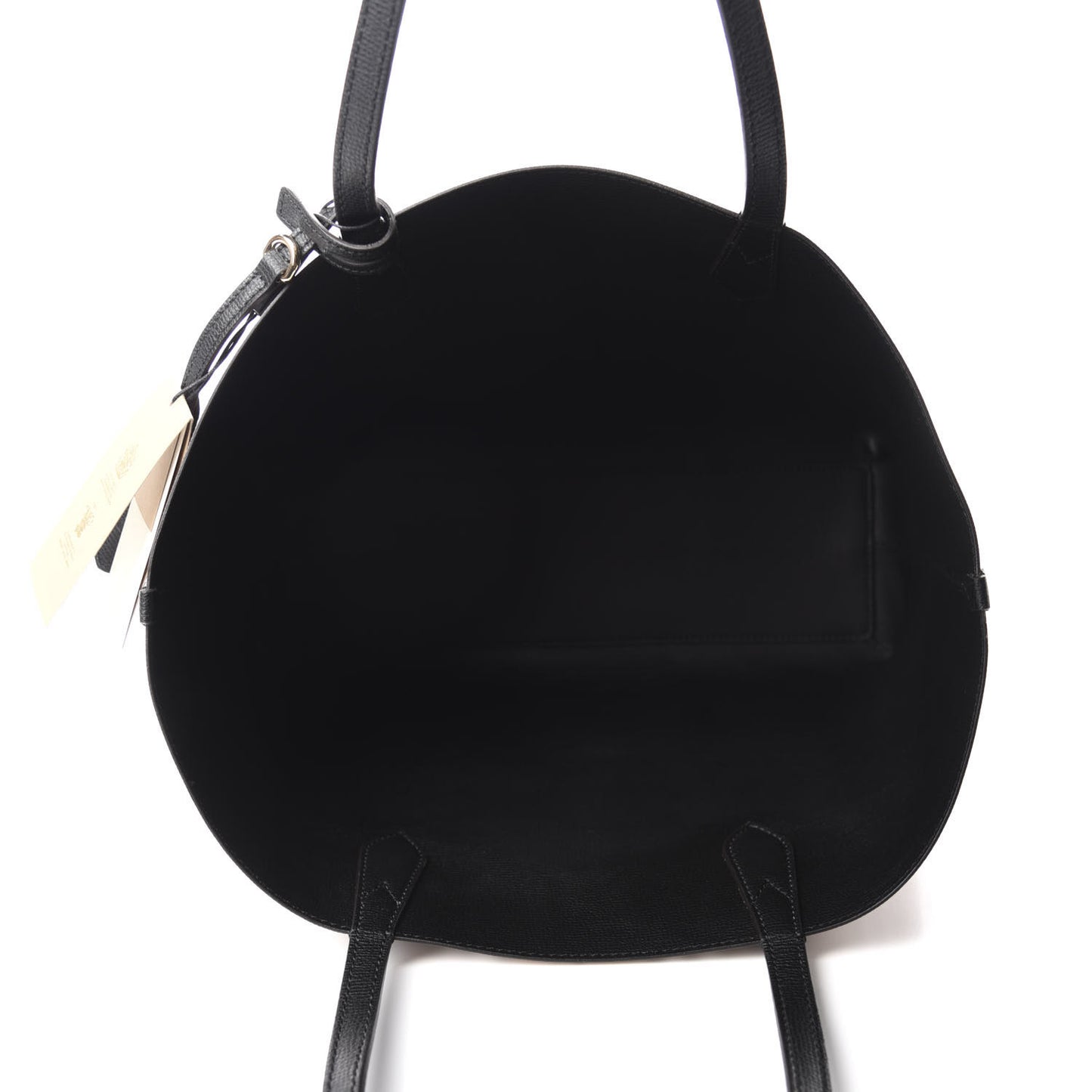 Grainy Calfskin Haymarket Check Medium Reversible Tote Black