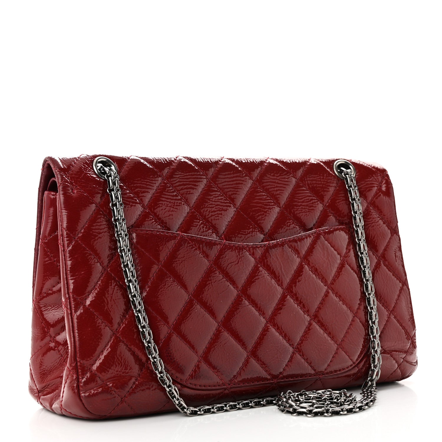 Chanel Distressed Patent 2.55 Reissue 227 Flap Raspberry Red 3 of 11