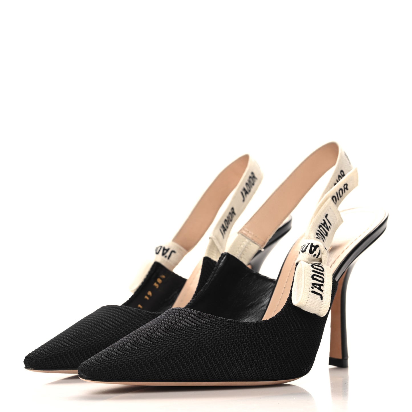 Technical Canvas Ribbon J'Adior Slingback 100mm Pumps 38.5 Black