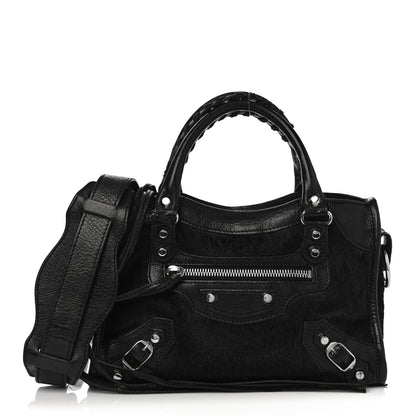 Balenciaga Chevre Pony Hair Silver Classic Hardware Mini City Black 3 of 15