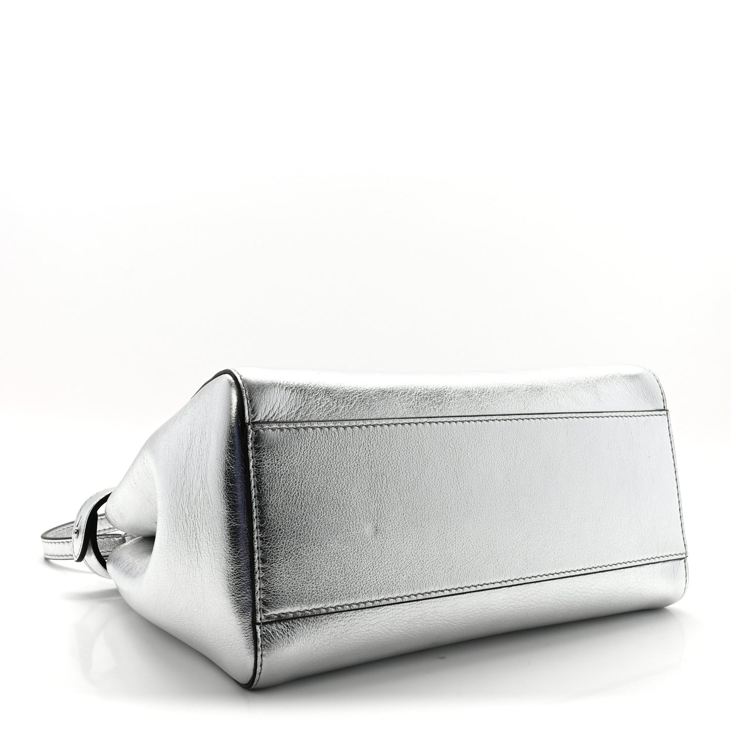 Vitello Catalan Mirror Mini Peekaboo Iconic Satchel Argento