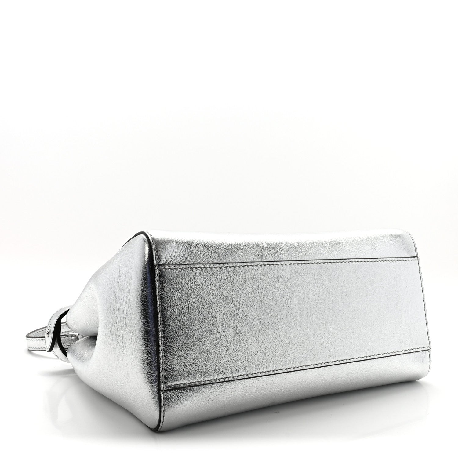 Fendi Vitello Catalan Mirror Mini Peekaboo Iconic Satchel Argento 4 of 9