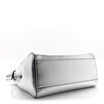 Fendi Vitello Catalan Mirror Mini Peekaboo Iconic Satchel Argento 4 of 9