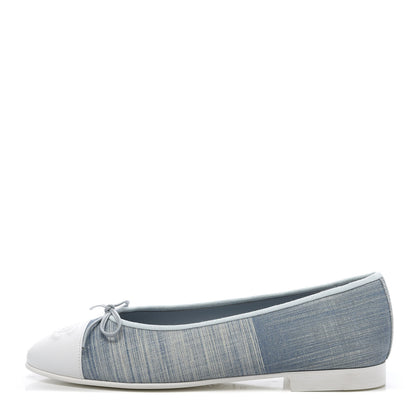 Chanel Denim Lambskin CC Cap Toe Ballerina Flats 38.5 Light Blue 1 of 9