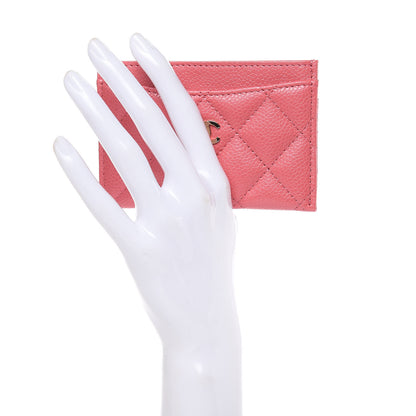 Chanel Metallic Caviar Quilted Card Holder Pink 2 of 9