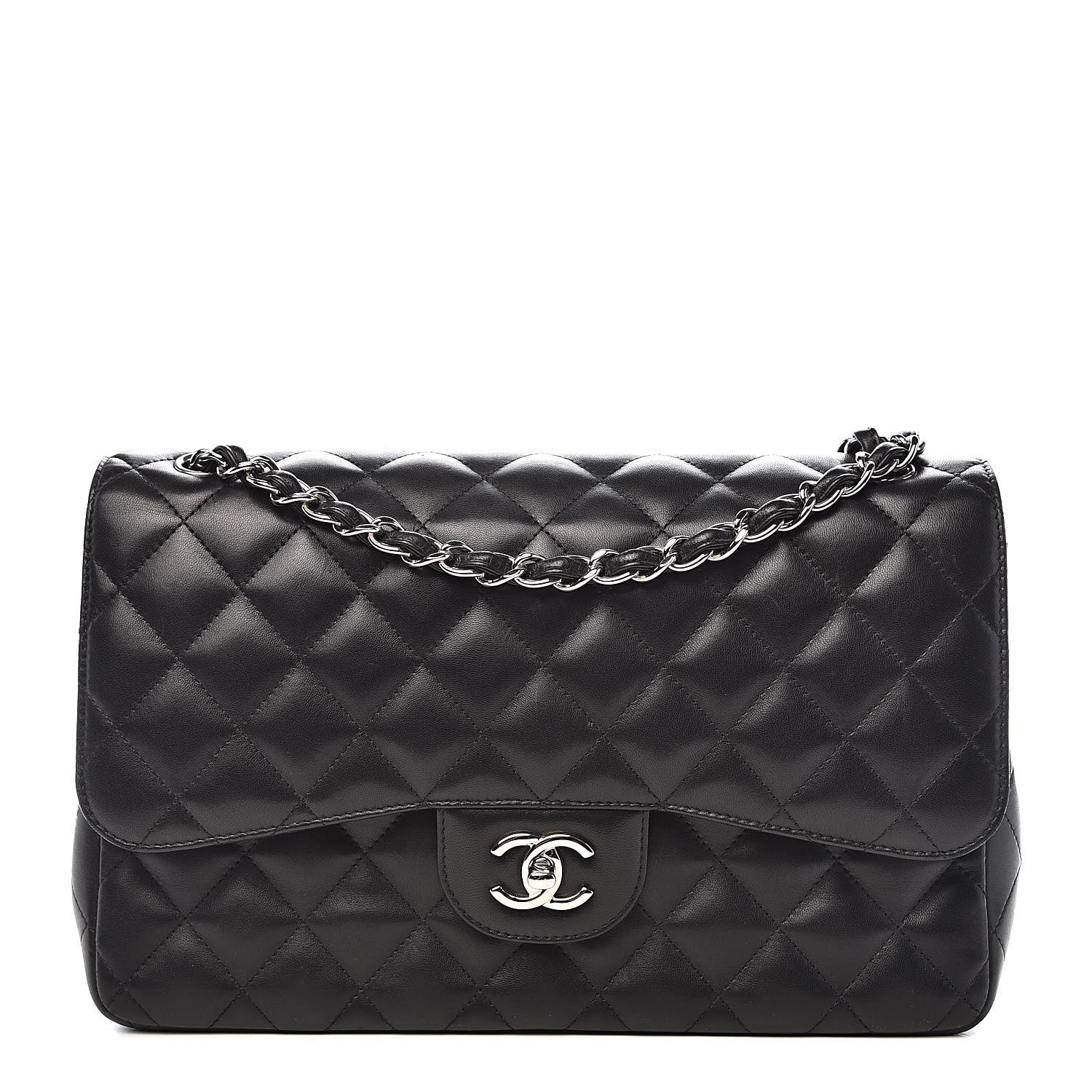 Chanel Lambskin Quilted Jumbo Double Flap Black 1 of 20