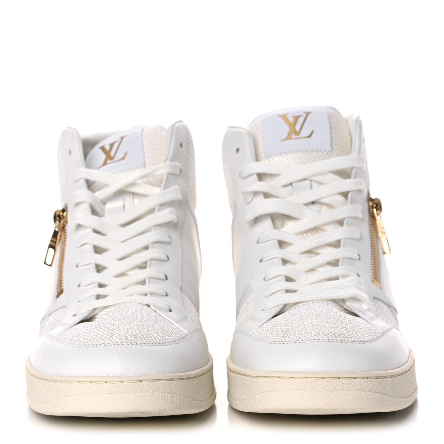 Louis Vuitton Monogram Calfskin Rivoli High Top Sneakers 7.5 White 2 of 9