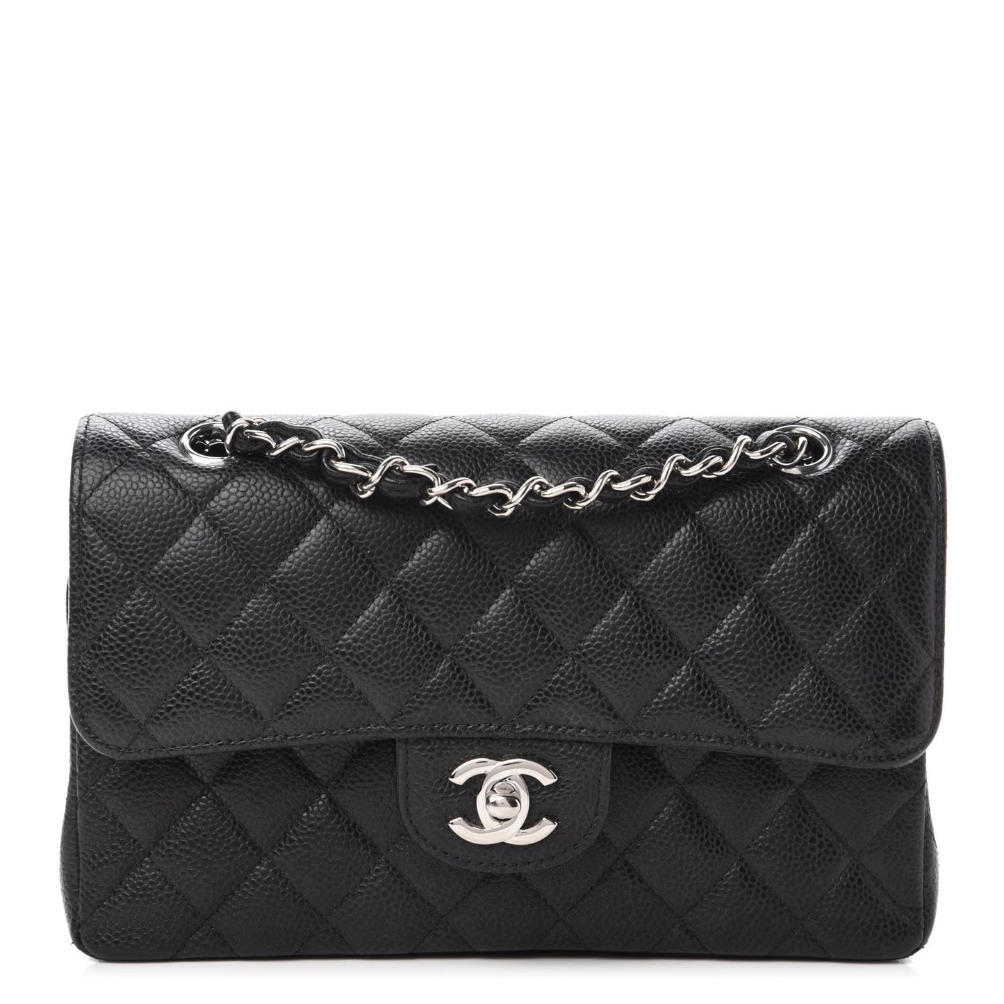 Caviar Quilted Small Double Flap Black