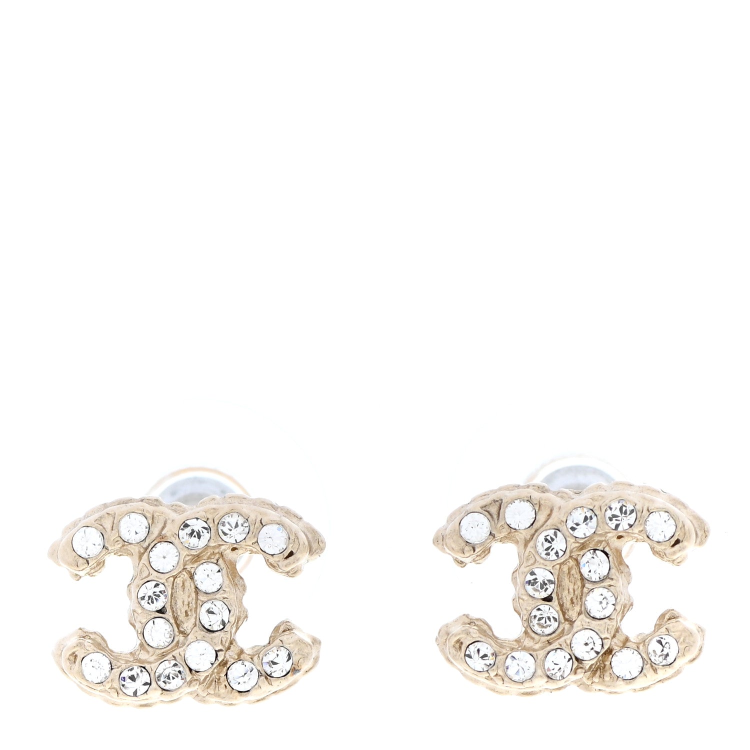 Chanel Crystal CC Earrings Gold 1 of 4