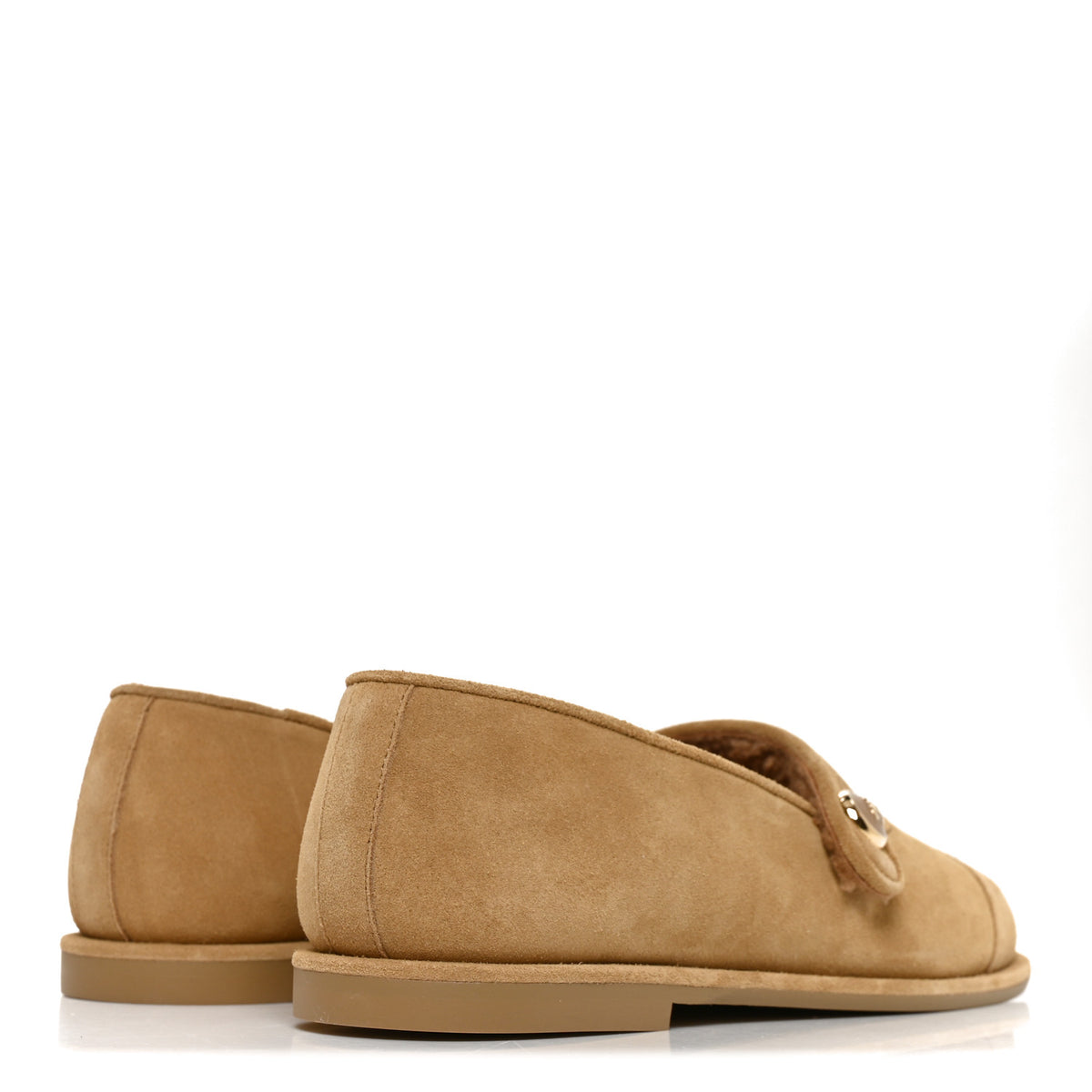 Chanel Suede Calfskin Cap Toe CC Mary Jane Flats 38 Beige 4 of 8