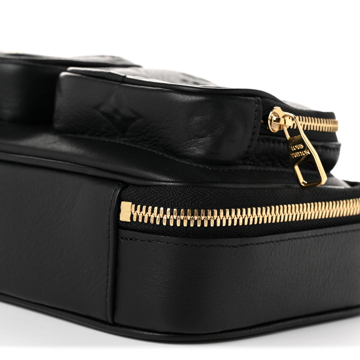 Calfskin Monogram Embossed Utility Crossbody Black