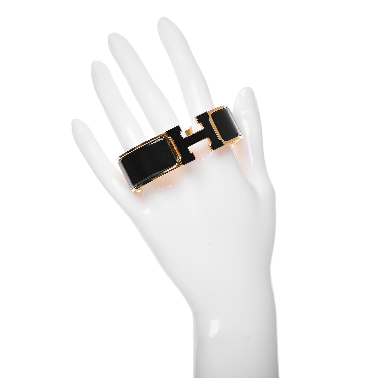 Hermes Enamel Wide Clic Clac H Bracelet GM Black 2 of 5
