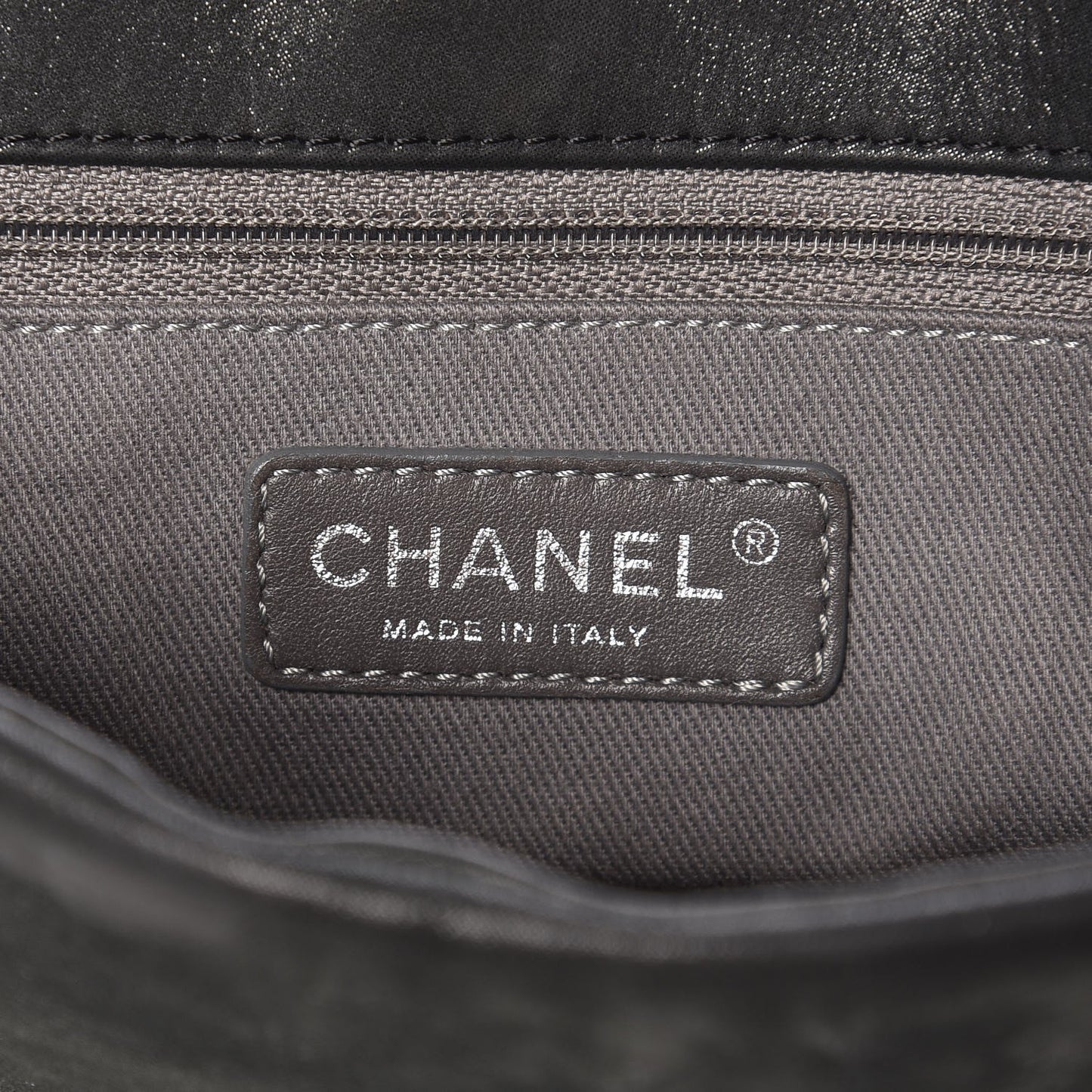 Iridescent Calfskin Glint Flap Black