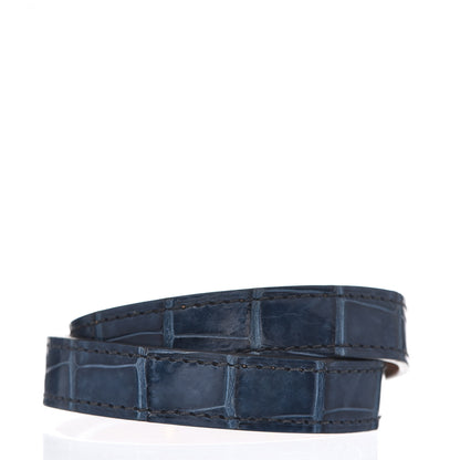 Hermes Matte Alligator Kelly Double Tour Bracelet T3 Bleu De Malte 2 of 3
