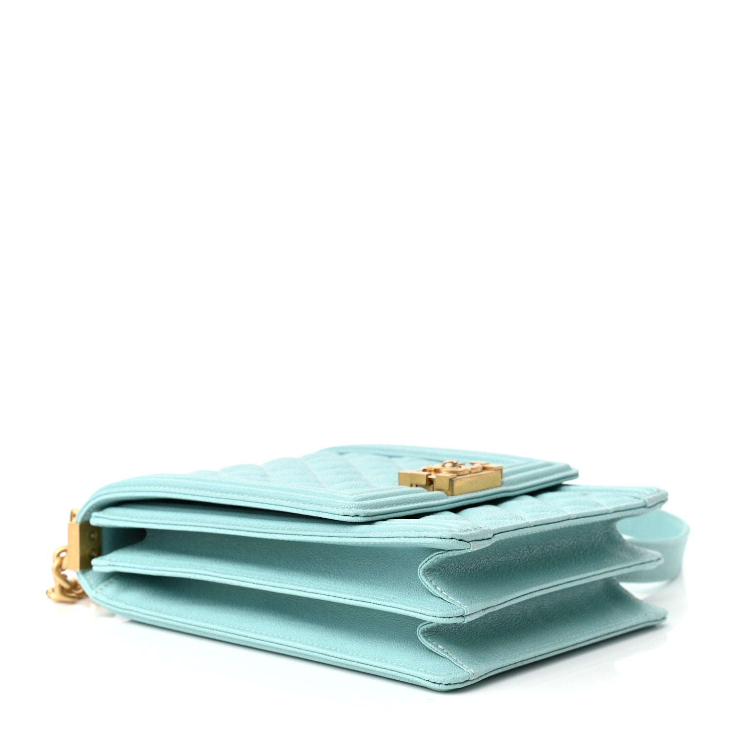 Chanel Caviar Quilted North South Boy Flap Light Blue 4 of 10