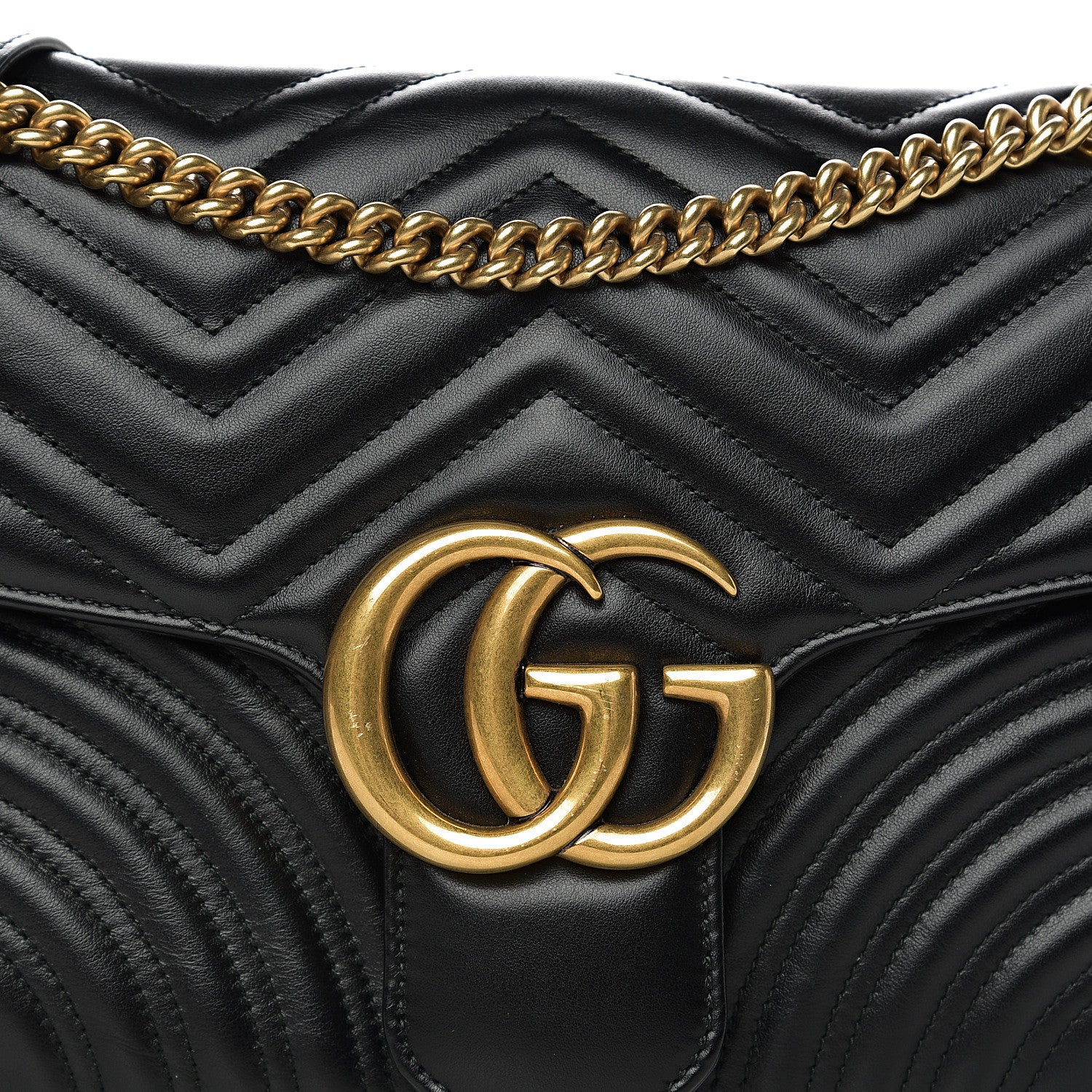Gucci Calfskin Matelasse Medium GG Marmont Shoulder Bag Black 10 of 10