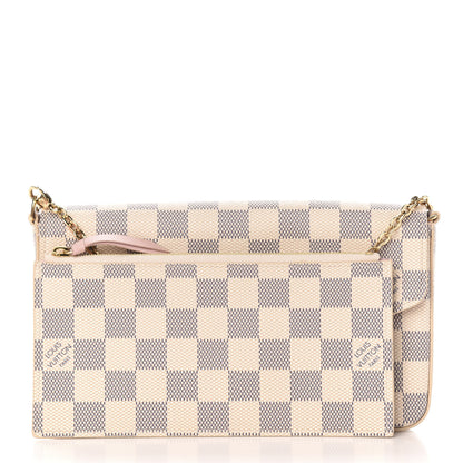 Louis Vuitton Damier Azur Pochette Felicie Chain Wallet Rose Ballerine 12 of 15