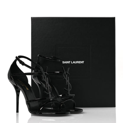 Saint Laurent Patent Cassandra 100 Sandals 38 Black 10 of 10