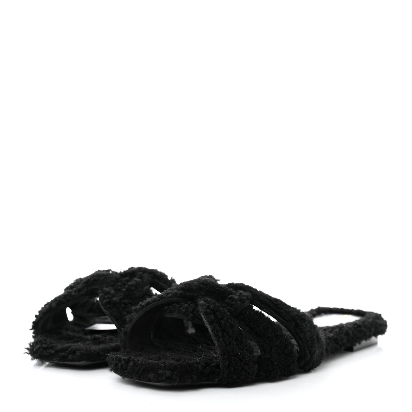 Shearling Tribute Flat Mules 39 Black