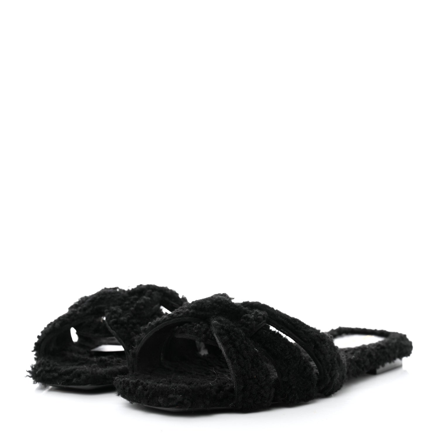 Saint Laurent Shearling Tribute Flat Mules 39 Black 3 of 9