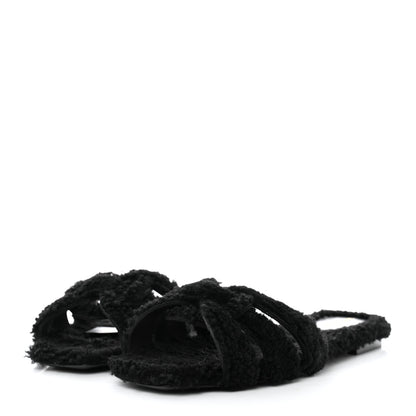 Saint Laurent Shearling Tribute Flat Mules 39 Black 3 of 9