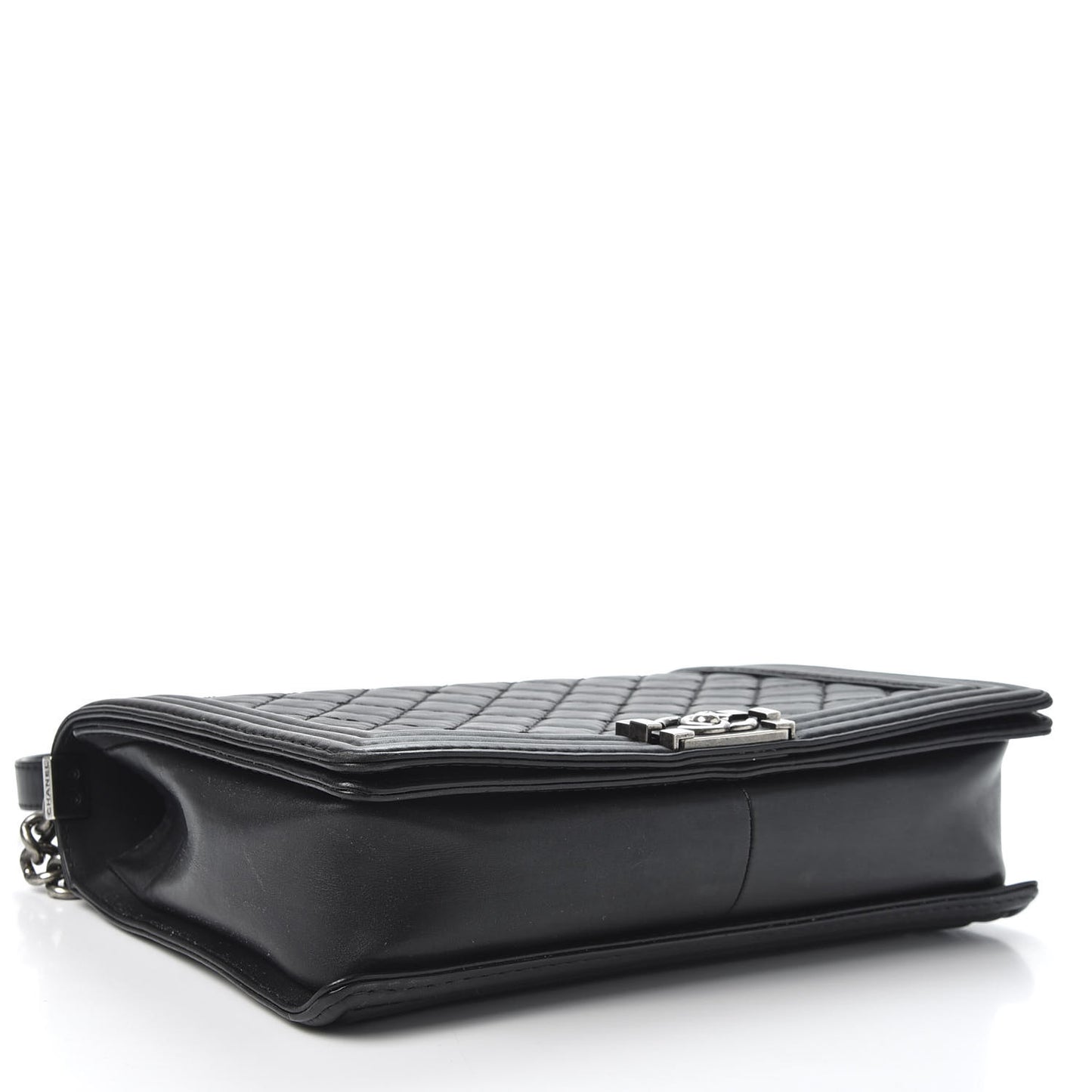 Lambskin Quilted Large Boy Flap Black