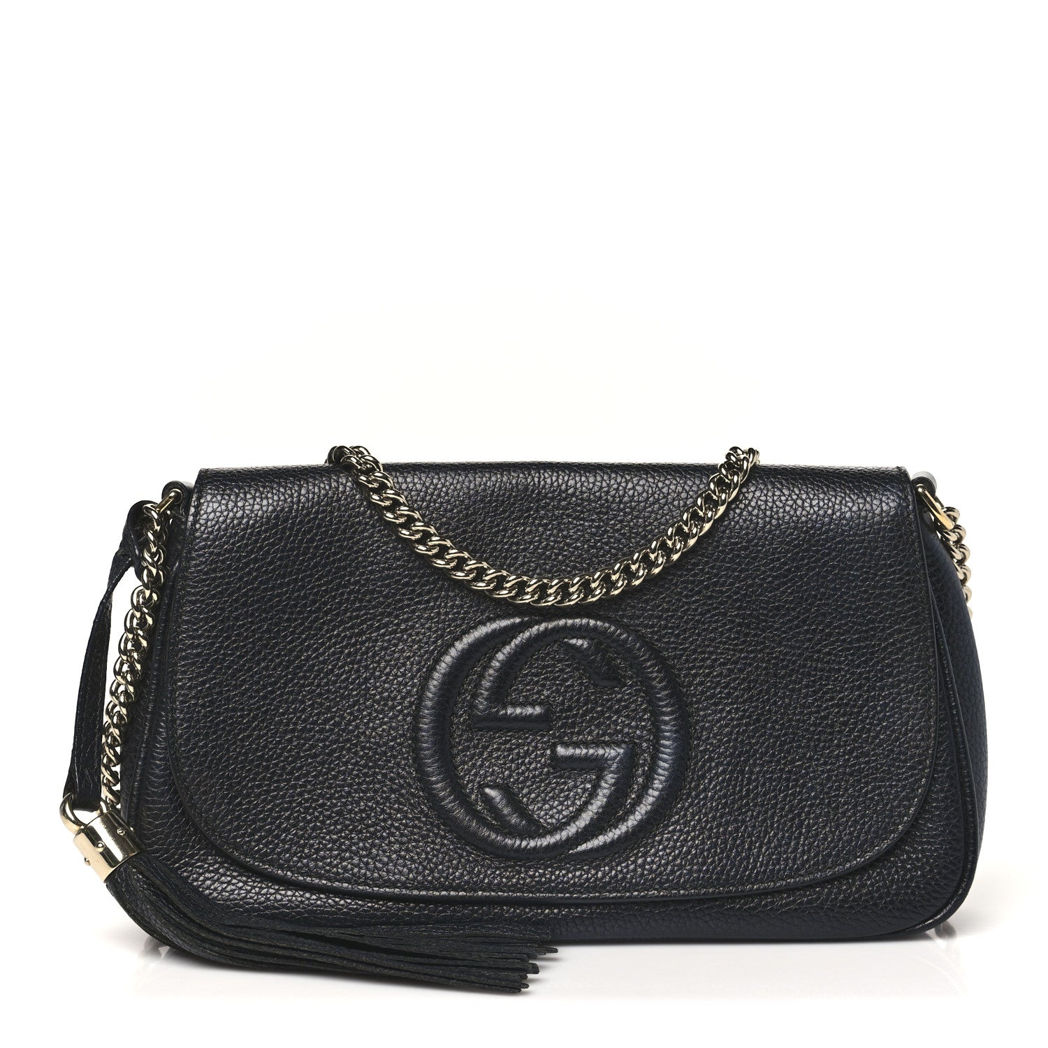 Gucci Pebbled Calfskin Medium Soho Flap Crossbody Black 1 of 10