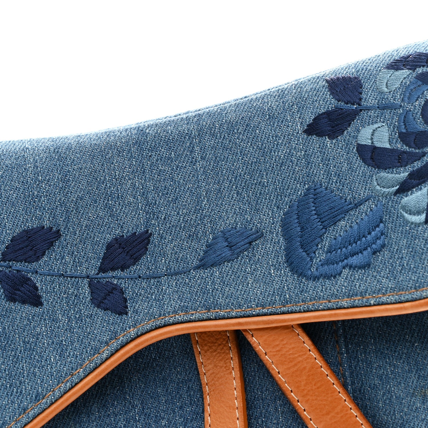 Christian Dior Denim Embroidered Saddle Bag Blue 8 of 10