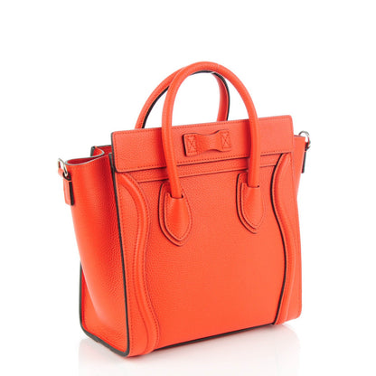 Celine Drummed Calfskin Nano Luggage Vermillion 3 of 7