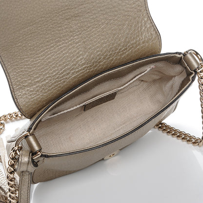 Gucci Metallic Pebbled Calfskin Small Soho Flap Crossbody Golden Beige 6 of 6
