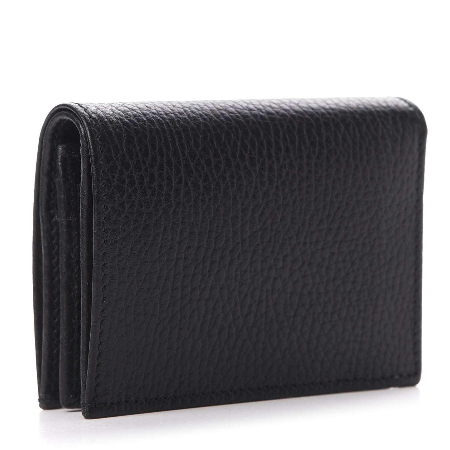Pebbled Calfskin GG Marmont Card Case Black