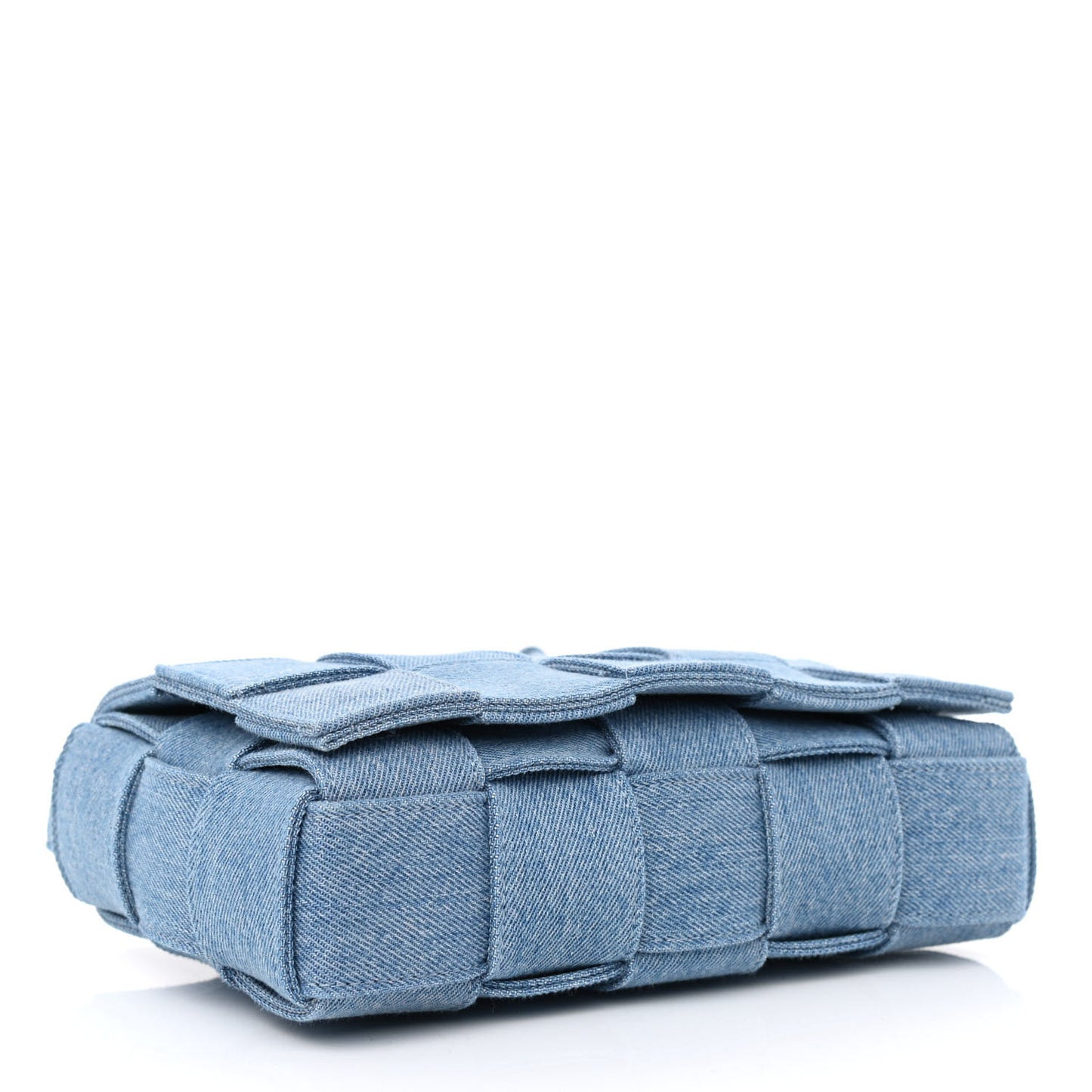Denim Maxi Intrecciato Cassette Crossbody Bag Washed Indigo