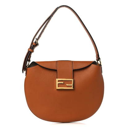Fendi Vitello Grace Suede Small Croissant Hobo Brandy 1 of 9