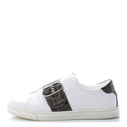 Fendi Vitello FF Embossed Womens Slip On Sneakers 37 Ultra White Maya Black 1 of 12