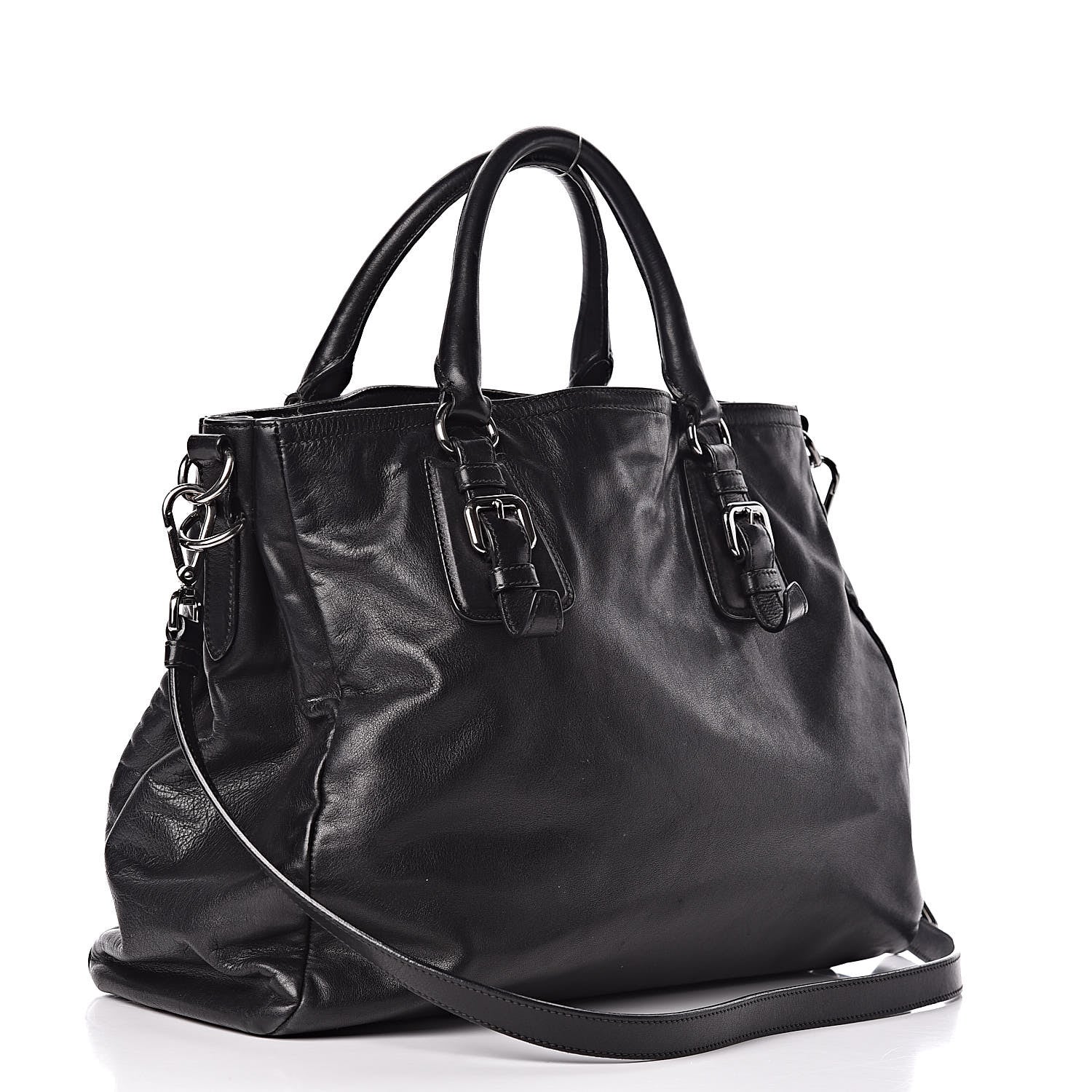 Prada Soft Calfskin Shoulder Bag Black 4 of 18
