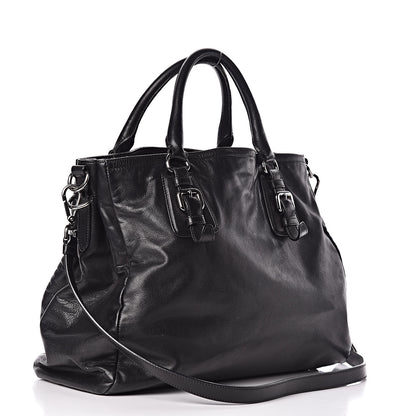 Prada Soft Calfskin Shoulder Bag Black 4 of 18