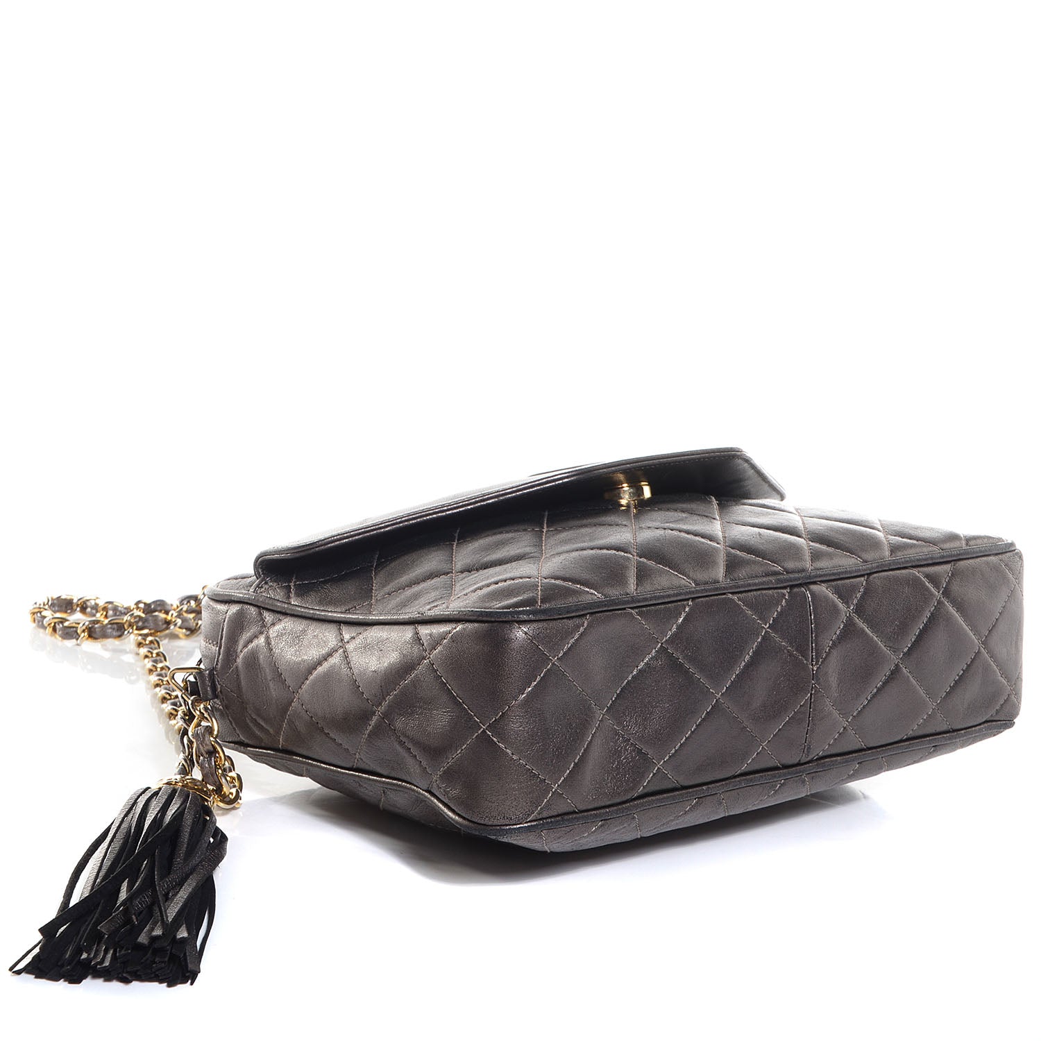 Chanel Lambskin Quilted Tassel Camera Case Dark Silver 4 of 8