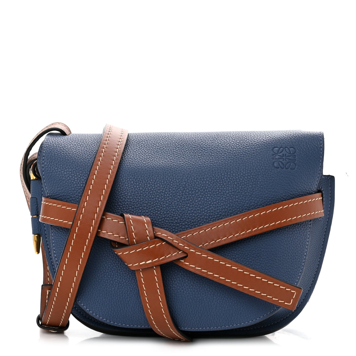 Grained Calfskin Small Gate Crossbody Bag Varsity Pecan