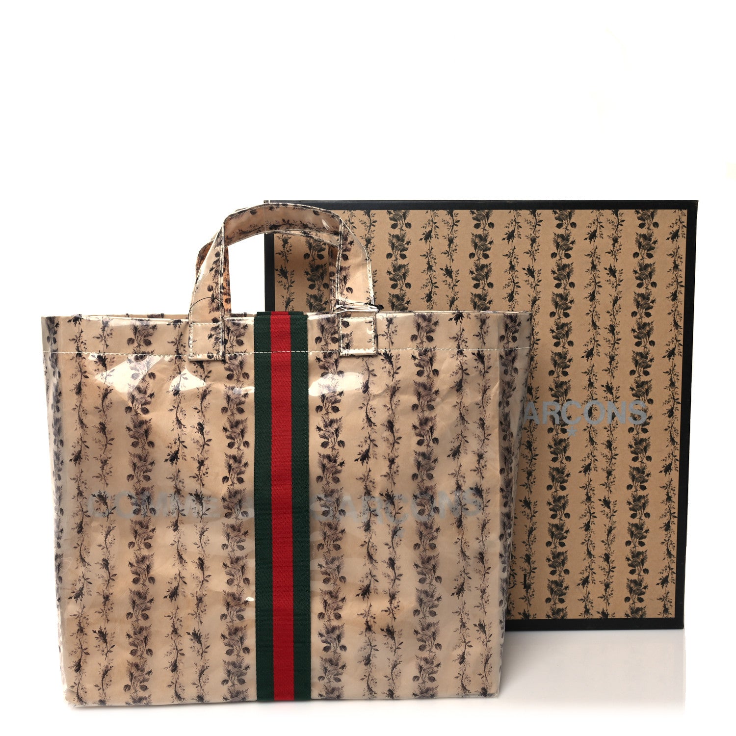 Gucci X COME DE GARCONS Plastic Web Floral Paper Shopper Tote 10 of 10