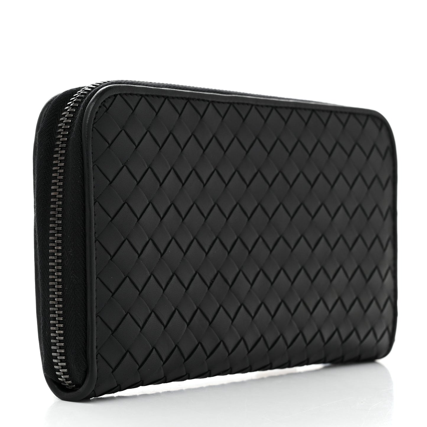 Nappa Intrecciato Zip Around Wallet Black