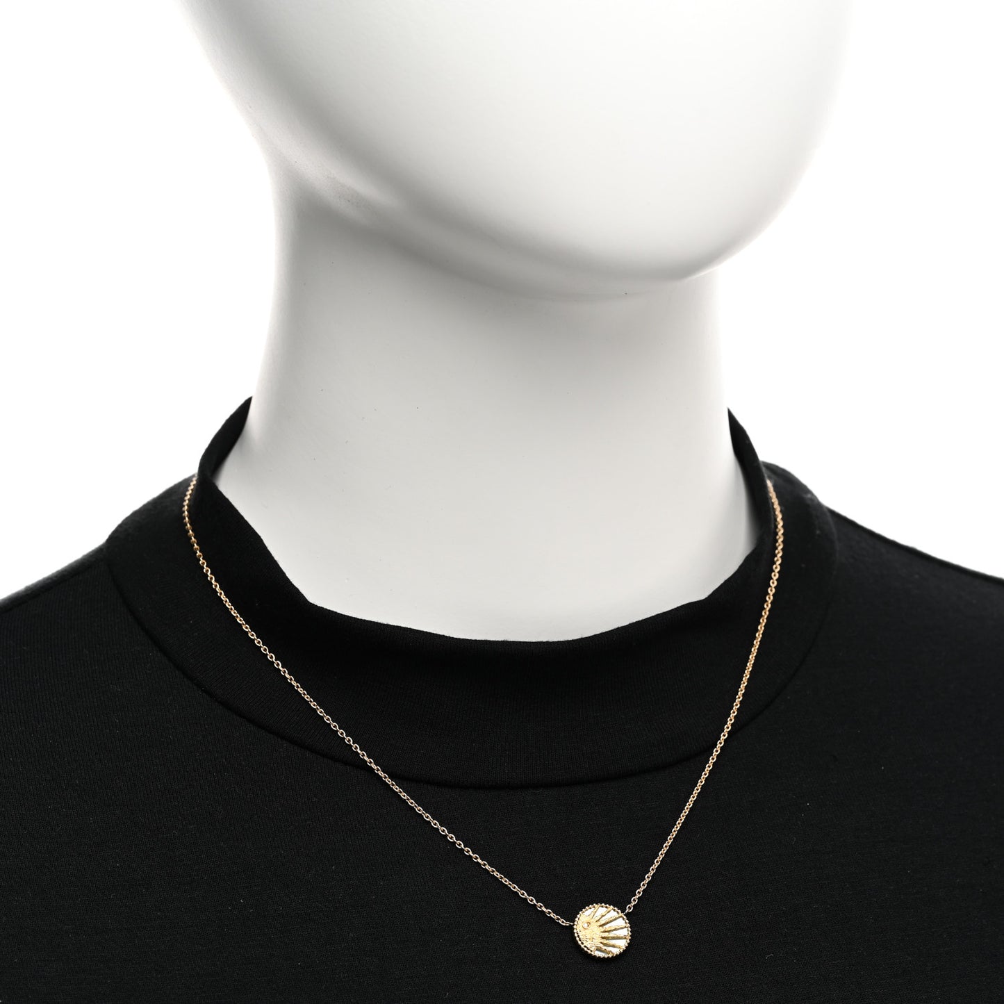 18K Yellow Gold Diamond Black Onyx Mother of Pearl Rose Celeste Pendant Necklace