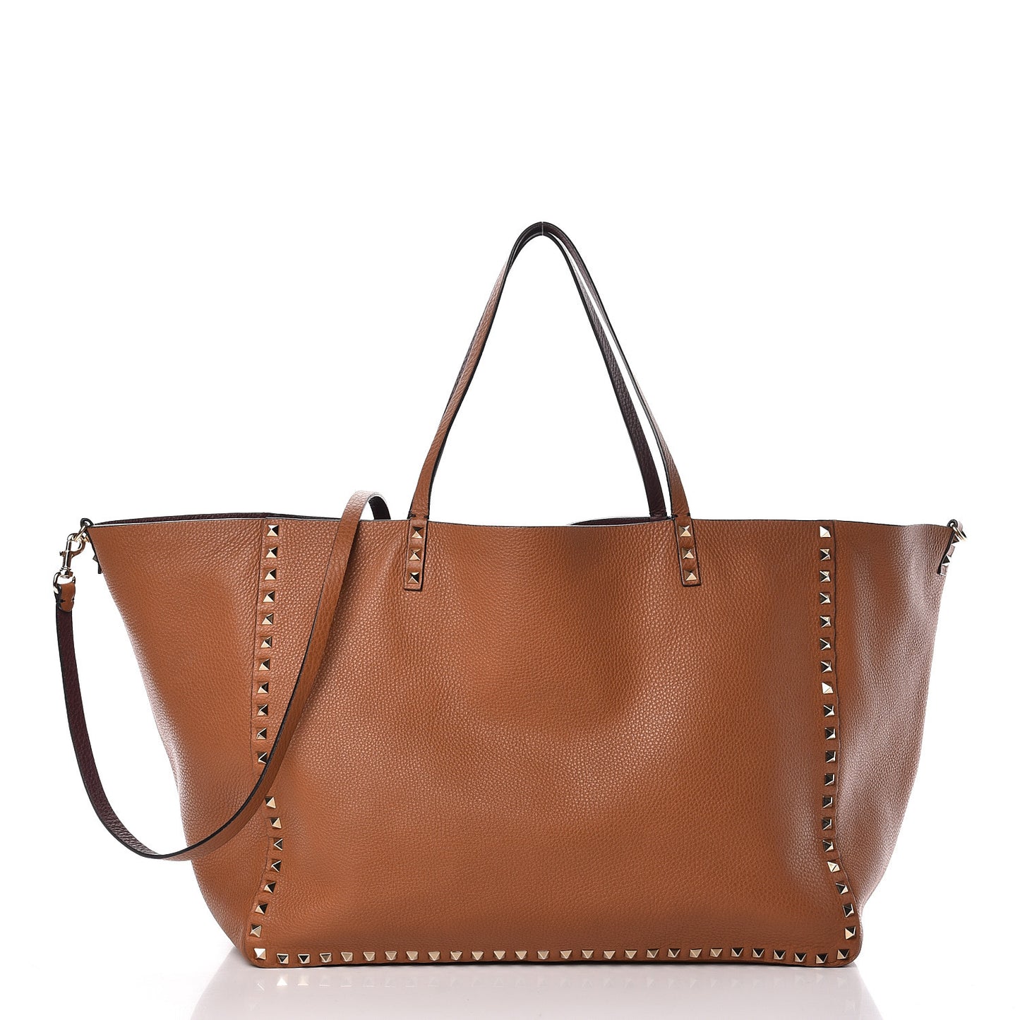 Grained Calfskin Large Rockstud Reversible Tote Light Cuir Rubin