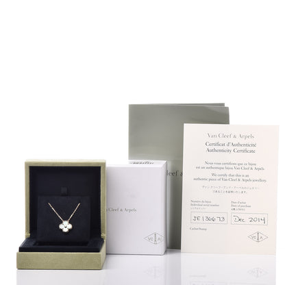 Van Cleef & Arpels 18K Rose Gold Diamond Grey Mother of Pearl Vintage Alhambra Pendant Necklace 8 of 8