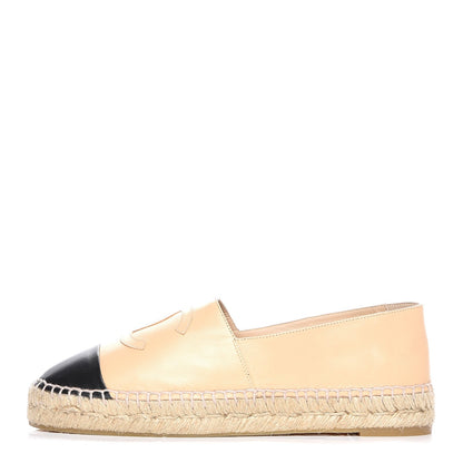 Chanel Lambskin CC Espadrilles 40 Beige Black 1 of 8