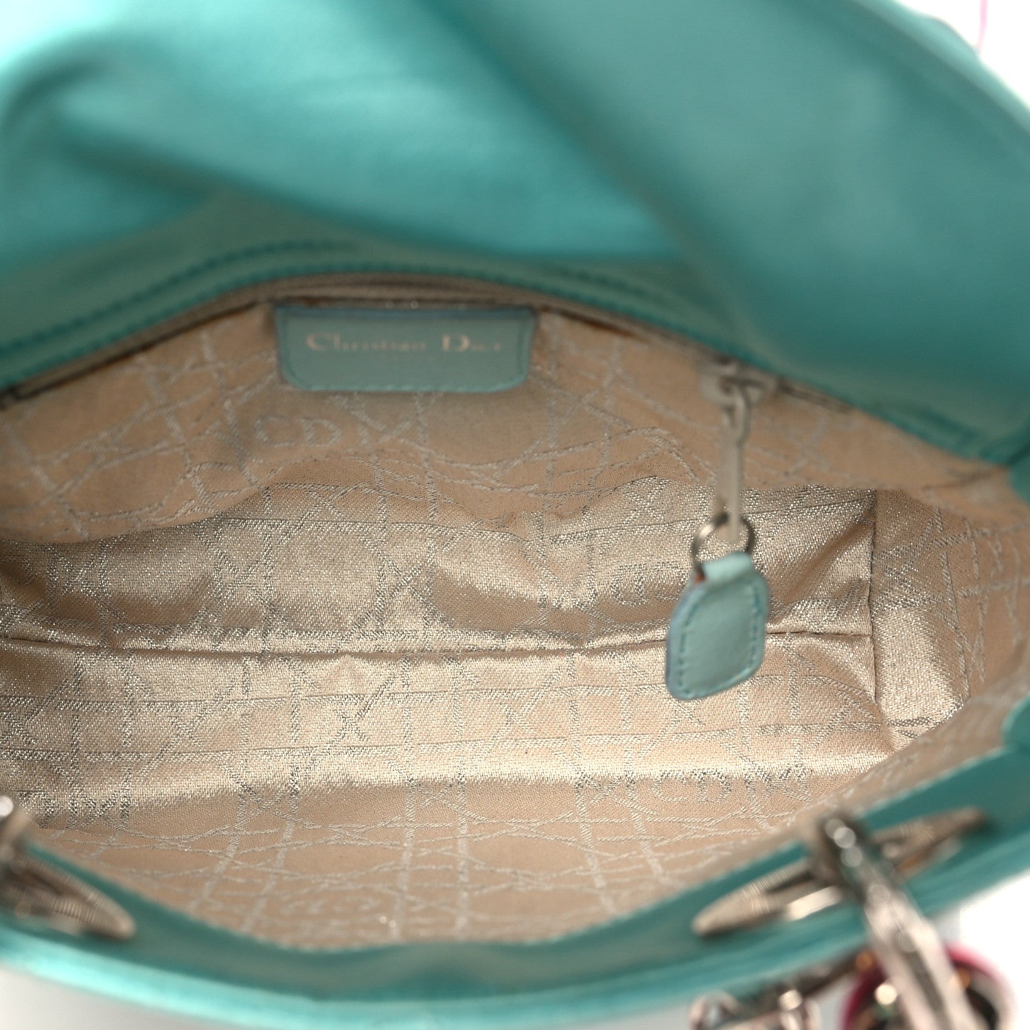 Christian Dior Satin Swarovski Crystal Acrylic PVC Cannage Mini Lady Dior Blue 5 of 12