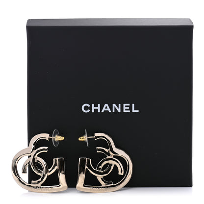 Chanel Metal CC Heart Coco In Love Hoop Earrings Gold 5 of 5