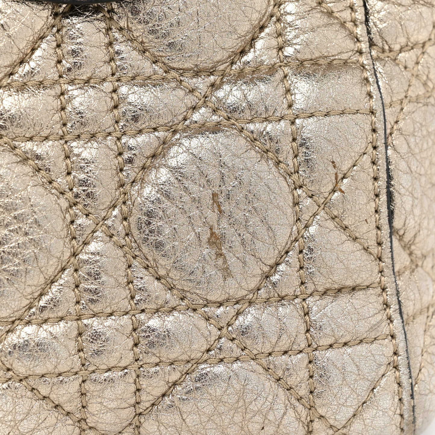 Metallic Grained Calfskin Cannage Medium Supple Lady Dior Gold